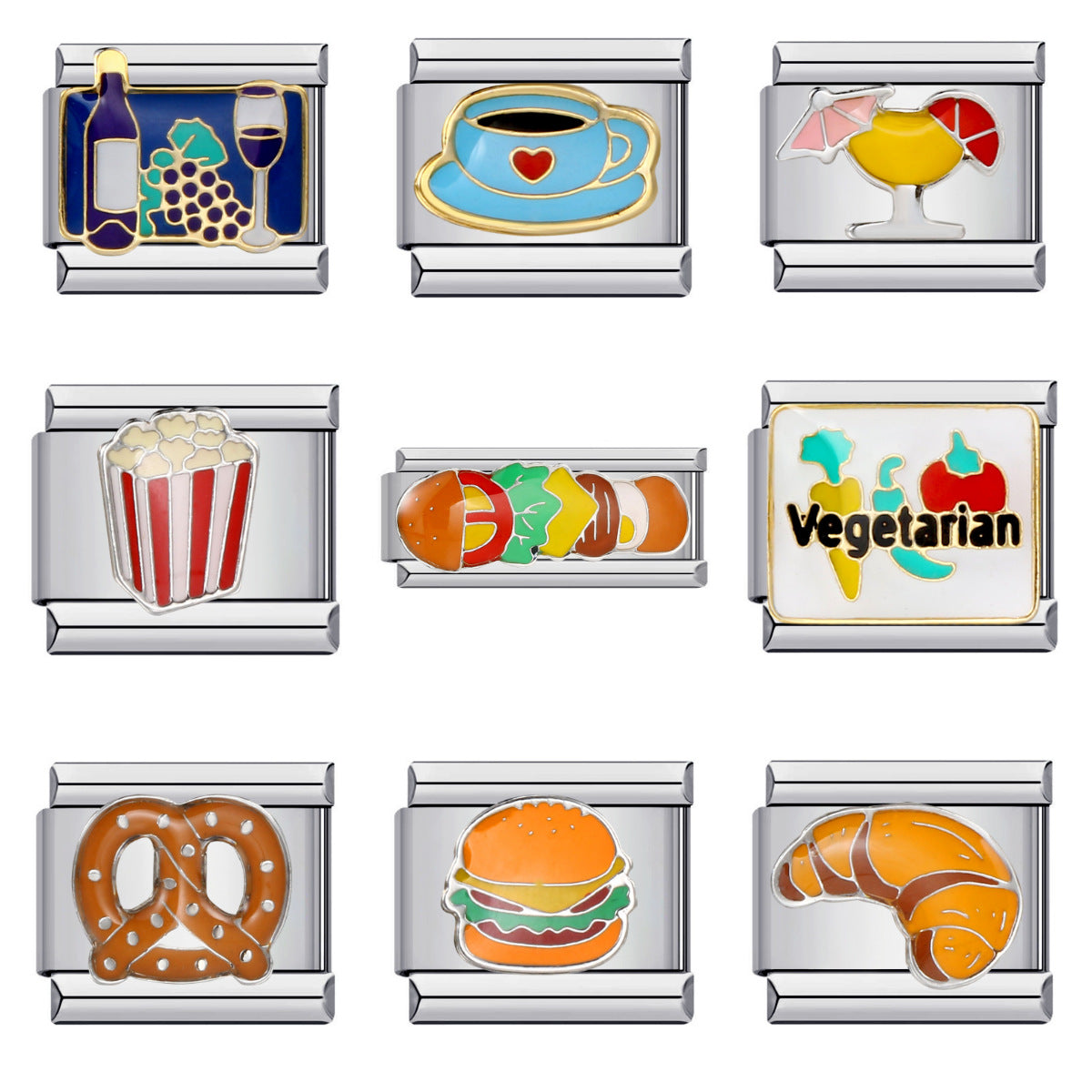 Delicious Food Italian Module Bracelet New Titanium Steel Welding Drip Oil Cartoon DIY Splicing Bracelet Delicious Food Italian Module Bracelet New Titanium Steel Welding Drip Oil Cartoon DIY Splicing Bracelet