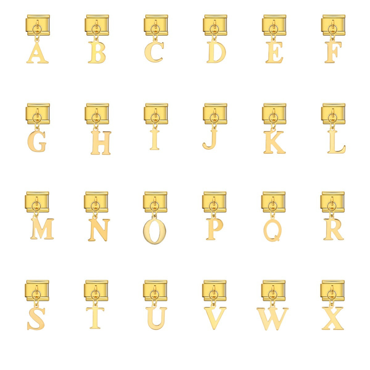 Gold Simplified Letter Italian Module Bracelet Stainless Steel Handmade Hook DIY Splicing Assembly Bracelet Gold Simplified Letter Italian Module Bracelet Stainless Steel Handmade Hook DIY Splicing Assembly Bracelet