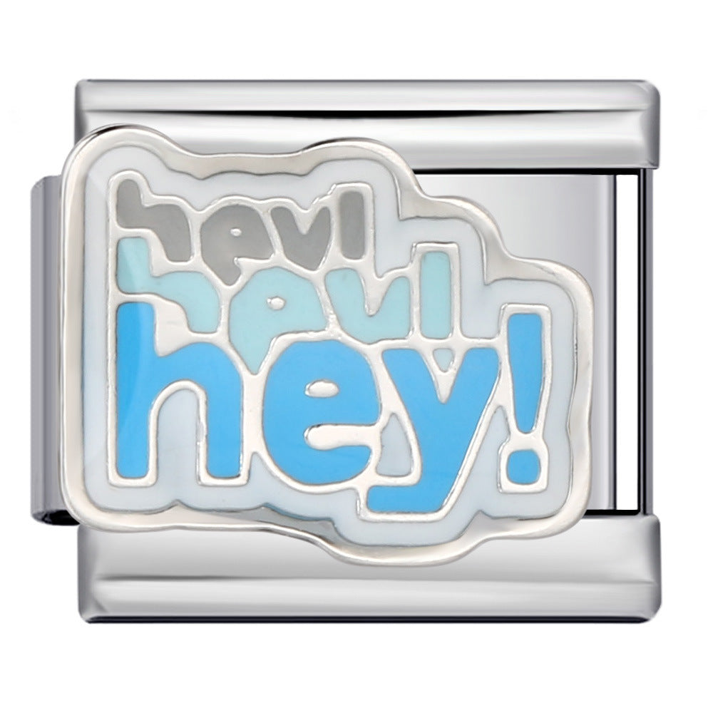 New Personalized English Italian Module Bracelet Titanium Steel Welding Drip Oil DIY Elastic Free Splicing Bracelet New Personalized English Italian Module Bracelet Titanium Steel Welding Drip Oil DIY Elastic Free Splicing Bracelet