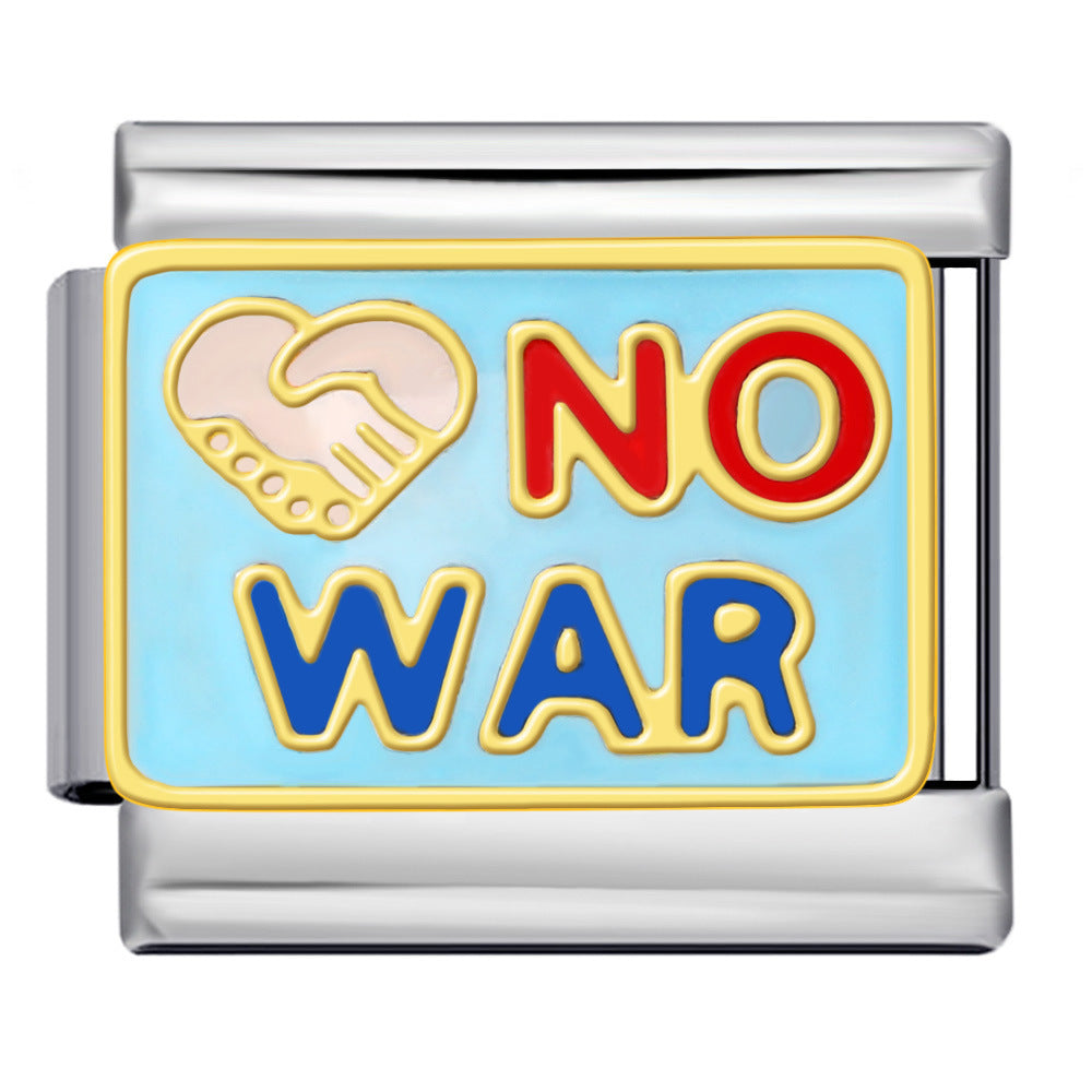 Italian Module Bracelet Peace Series Stainless Steel Welding Drip Oil Pattern DIY Elastic Splicing Strap Chain Italian Module Bracelet Peace Series Stainless Steel Welding Drip Oil Pattern DIY Elastic Splicing Strap Chain