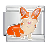 Cute Husky Corgi Shepherd Dog Pet Dog Series Titanium Steel Welded Gold Plated Oil Dripping Italian Module Bracelet Cute Husky Corgi Shepherd Dog Pet Dog Series Titanium Steel Welded Gold Plated Oil Dripping Italian Module Bracelet