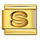 Golden Convex Letter Series Italian Module Bracelet Titanium Steel Stamping DIY Elastic Splicing Bracelet Accessories Golden Convex Letter Series Italian Module Bracelet Titanium Steel Stamping DIY Elastic Splicing Bracelet Accessories