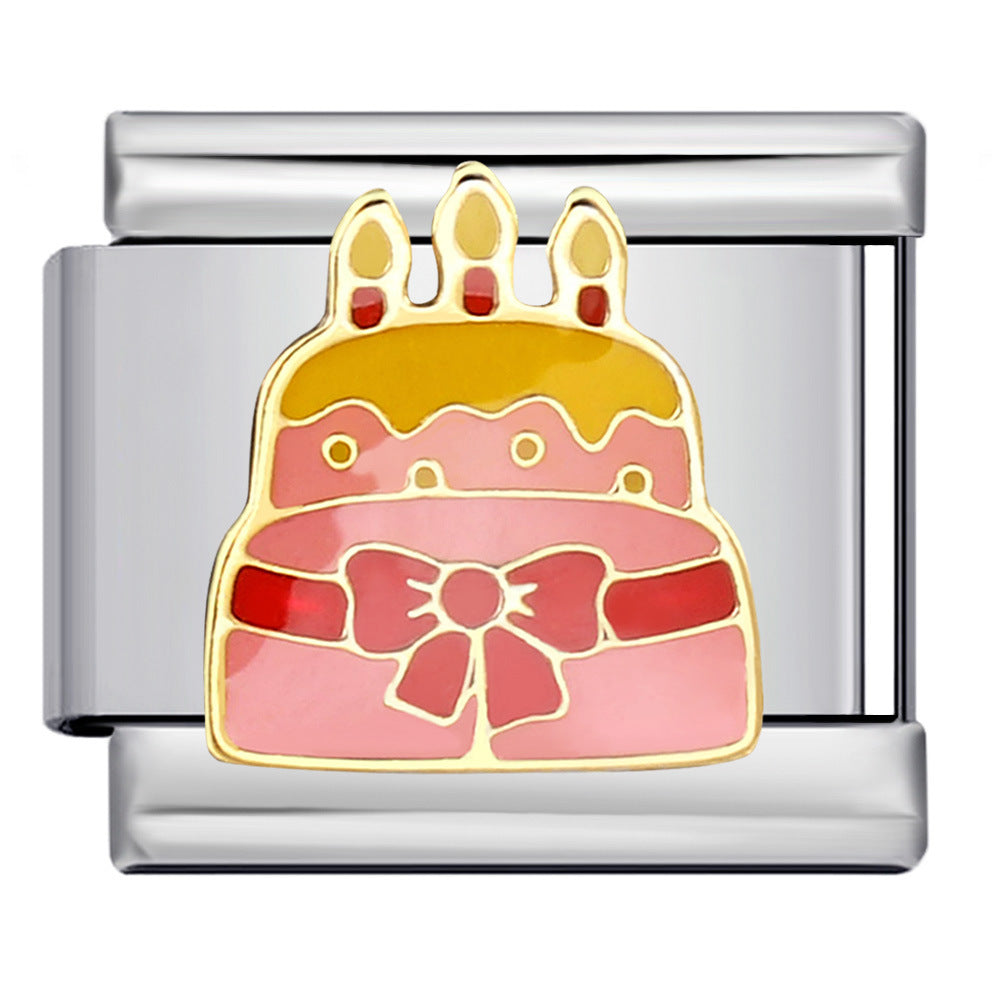 Gourmet Series Italian Module Bracelet Titanium Steel Welding Drip Oil Cartoon Pattern DIY Elastic Splicing Bracelet Gourmet Series Italian Module Bracelet Titanium Steel Welding Drip Oil Cartoon Pattern DIY Elastic Splicing Bracelet