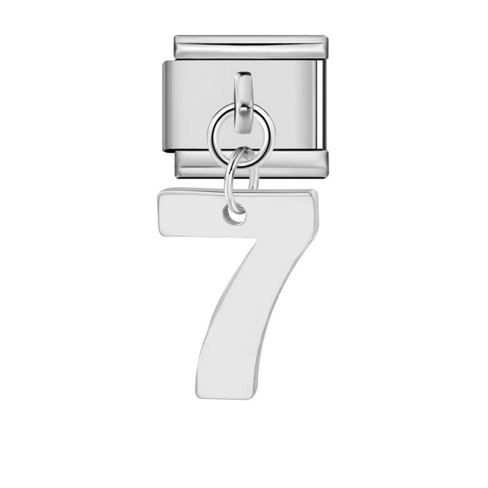 Single Digital Italian Module Bracelet Stainless Steel Hook Pendant DIY Elastic Bracelet Accessory Single Digital Italian Module Bracelet Stainless Steel Hook Pendant DIY Elastic Bracelet Accessory