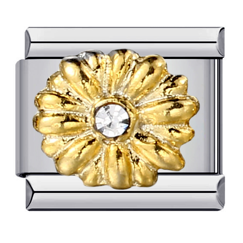 Flower Titanium Steel Drip Oil Welding Pattern Italian Module Bracelet Italian Charm Bracelet Flower Titanium Steel Drip Oil Welding Pattern Italian Module Bracelet Italian Charm Bracelet