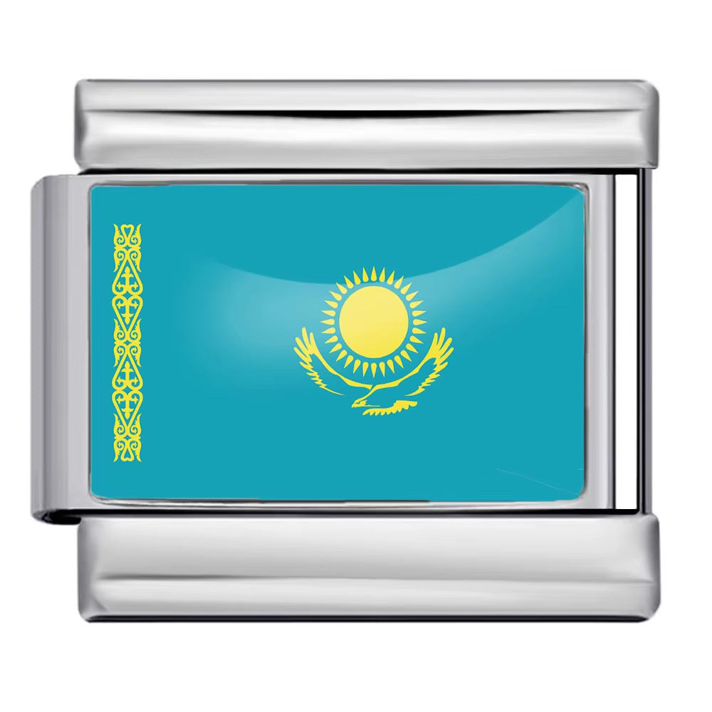 Hot Selling New World Flag Photo Dropper Series Titanium Steel DIY Italian Module Bracelet Accessories Wholesale Hot Selling New World Flag Photo Dropper Series Titanium Steel DIY Italian Module Bracelet Accessories Wholesale