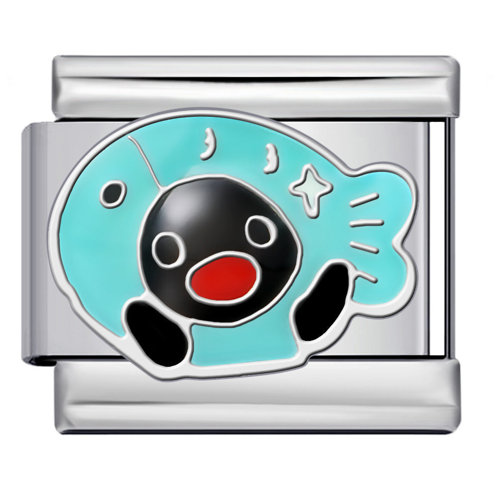 New Cartoon Animation Gold-plated Oil Drop DIY Italian Module Bracelet with Personalized Welding Pattern Stainless Steel Bracelet New Cartoon Animation Gold-plated Oil Drop DIY Italian Module Bracelet with Personalized Welding Pattern Stainless Steel Bracelet