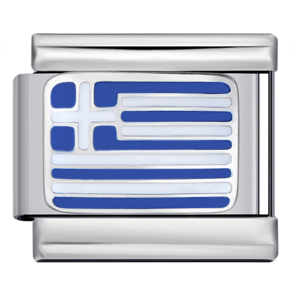 Flag, National Flag, Italian Module, Bracelet, Stainless Steel, Gold-plated, Oil Dripping, Welding Pattern, DIY Bracelet Wholesale Flag, National Flag, Italian Module, Bracelet, Stainless Steel, Gold-plated, Oil Dripping, Welding Pattern, DIY Bracelet Wholesale