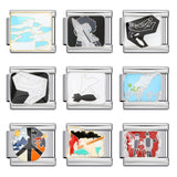 Italian Module Bracelet Peace Series Stainless Steel Welding Drip Oil Pattern DIY Elastic Splicing Strap Chain Italian Module Bracelet Peace Series Stainless Steel Welding Drip Oil Pattern DIY Elastic Splicing Strap Chain