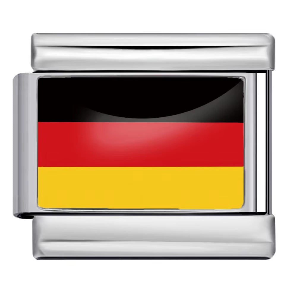 Hot Selling New World Flag Photo Dropper Series Titanium Steel DIY Italian Module Bracelet Accessories Wholesale Hot Selling New World Flag Photo Dropper Series Titanium Steel DIY Italian Module Bracelet Accessories Wholesale