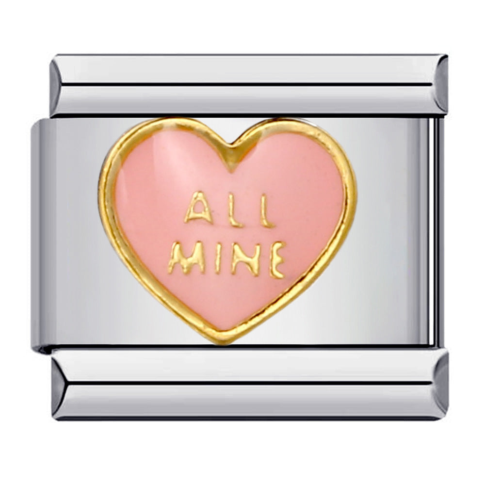 New Titanium Steel Welding Drip Oil Cartoon DIY Italian Module Bracelet Italian Charm Bracelet New Titanium Steel Welding Drip Oil Cartoon DIY Italian Module Bracelet Italian Charm Bracelet