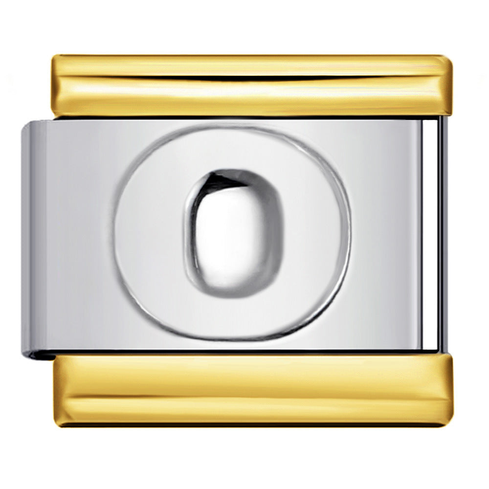 Fashion Gold Cover Silver Concave English Letter Bracelet Titanium Steel Non Dripping Oil DIY Italian Module Bracelet Wholesale Fashion Gold Cover Silver Concave English Letter Bracelet Titanium Steel Non Dripping Oil DIY Italian Module Bracelet Wholesale