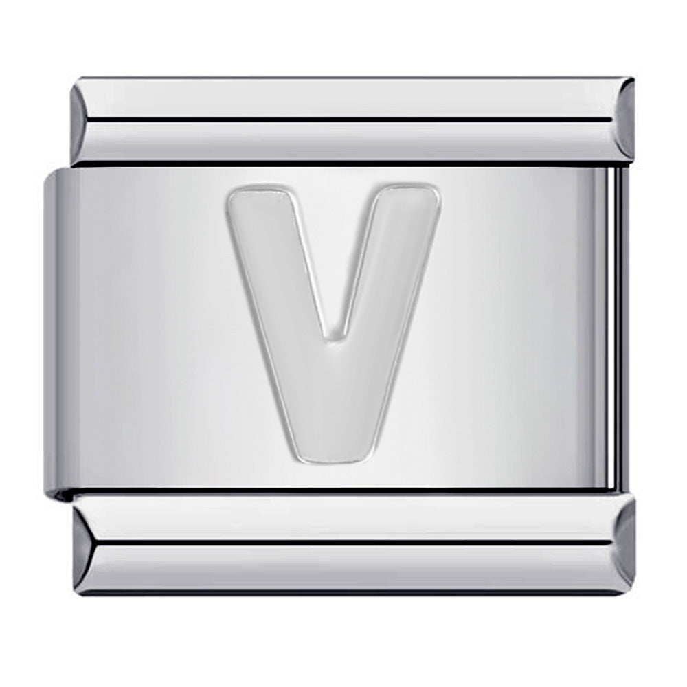 New Titanium Steel Silver Concave Surface 26 English Letters Italian Module Bracelet DIY Strap Chain Accessories Wholesale New Titanium Steel Silver Concave Surface 26 English Letters Italian Module Bracelet DIY Strap Chain Accessories Wholesale