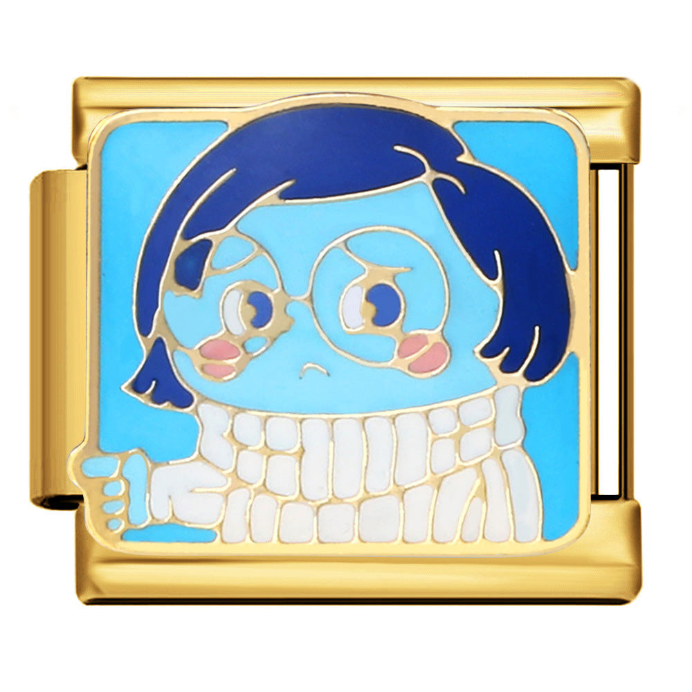 European and American Cross Border Cartoon Character Italian Module Bracelet Titanium Steel Welding Drip Oil Pattern DIY Splicing Bracelet European and American Cross Border Cartoon Character Italian Module Bracelet Titanium Steel Welding Drip Oil Pattern DIY Splicing Bracelet