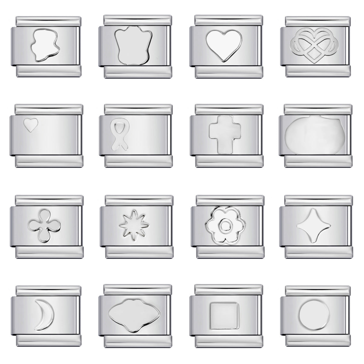 Concave Silver Titanium Steel Stamping Pattern DIY Italian Module Bracelet Italian Charm Bracelet Concave Silver Titanium Steel Stamping Pattern DIY Italian Module Bracelet Italian Charm Bracelet