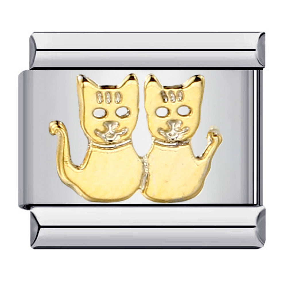 New Cute Animal Italian Modular Bracelet Titanium Steel Welding Oil Drip Cartoon DIY Fashion Wristband New Cute Animal Italian Modular Bracelet Titanium Steel Welding Oil Drip Cartoon DIY Fashion Wristband