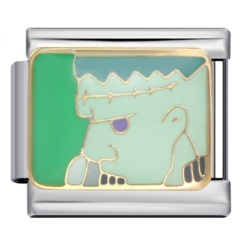 Cross Border Halloween Italian Module Bracelet Gothic Titanium Steel Welding Drip Oil DIY Bracelet Cross Border Halloween Italian Module Bracelet Gothic Titanium Steel Welding Drip Oil DIY Bracelet