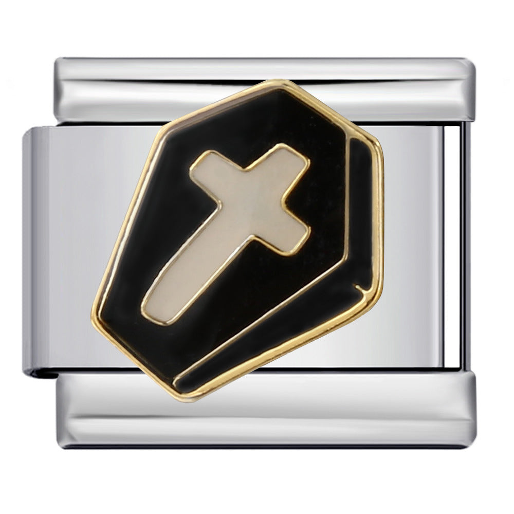 Cross Border Halloween Italian Module Bracelet Gothic Titanium Steel Welding Drip Oil DIY Bracelet Cross Border Halloween Italian Module Bracelet Gothic Titanium Steel Welding Drip Oil DIY Bracelet