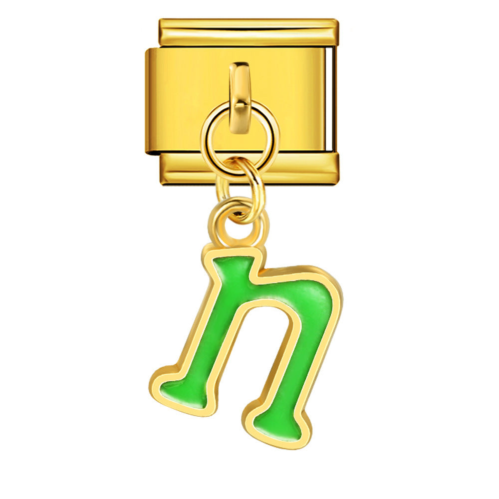 Gold Background, Colorful Oil Dripping Letters, Italian Module Bracelet, Titanium Steel Welded Hook, Fashionable and Simple Wristband Accessory Gold Background, Colorful Oil Dripping Letters, Italian Module Bracelet, Titanium Steel Welded Hook, Fashionable and Simple Wristband Accessory