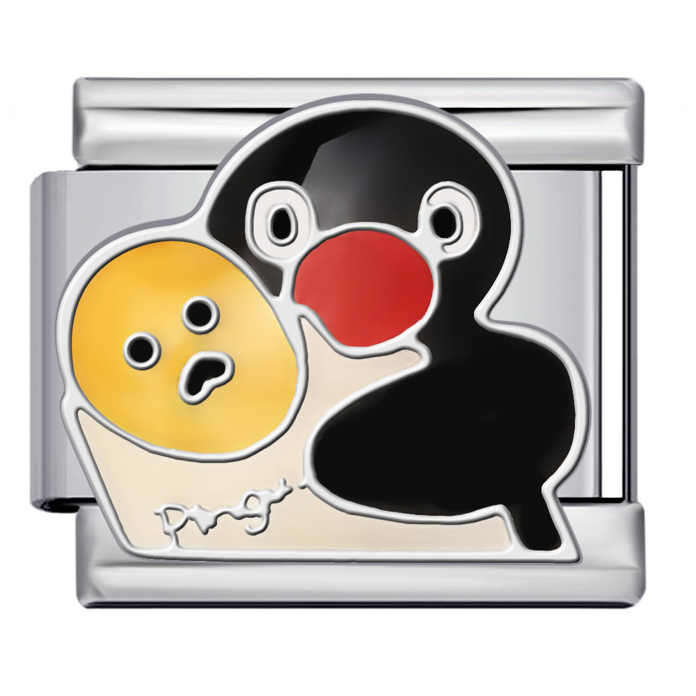 New Cartoon Animation Gold-plated Oil Drop DIY Italian Module Bracelet with Personalized Welding Pattern Stainless Steel Bracelet New Cartoon Animation Gold-plated Oil Drop DIY Italian Module Bracelet with Personalized Welding Pattern Stainless Steel Bracelet