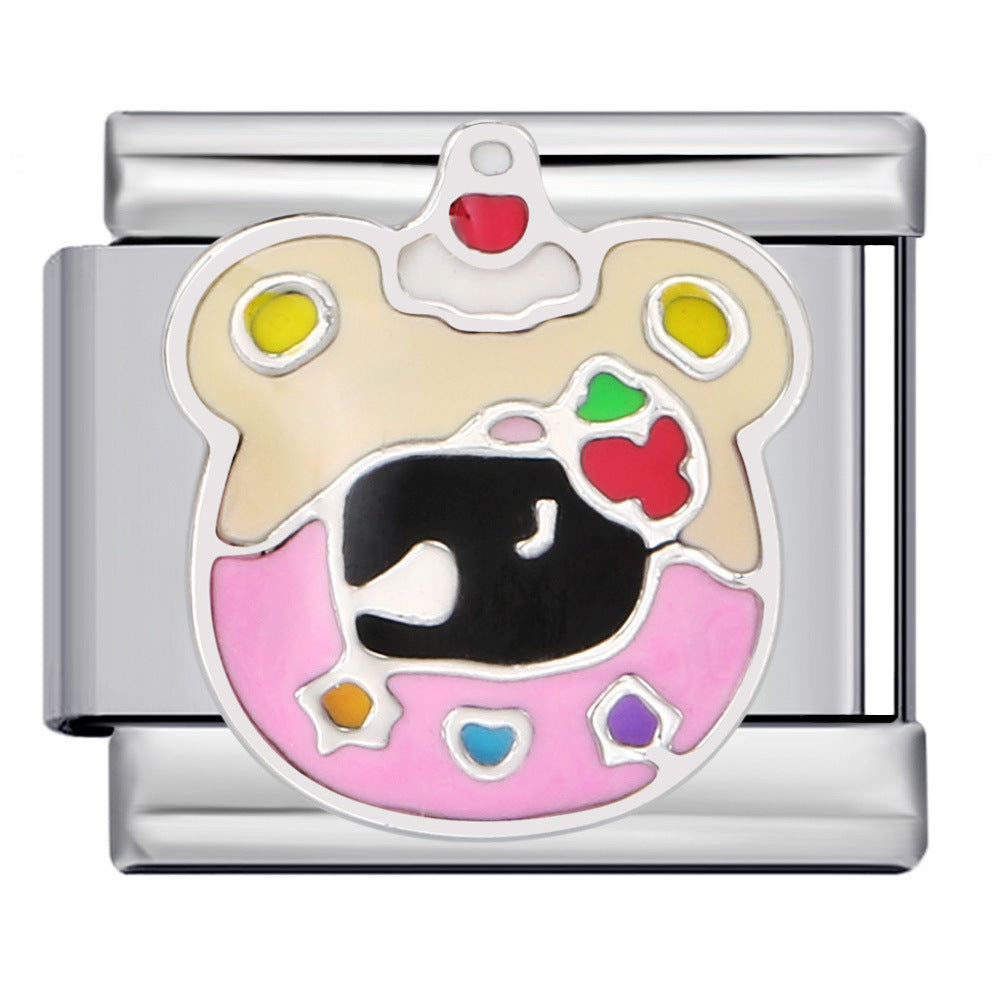 Colorful Childhood Toys Italian Module Bracelet Titanium Steel Welding Drip Oil Pattern DIY Bracelet Gift for Girls Colorful Childhood Toys Italian Module Bracelet Titanium Steel Welding Drip Oil Pattern DIY Bracelet Gift for Girls