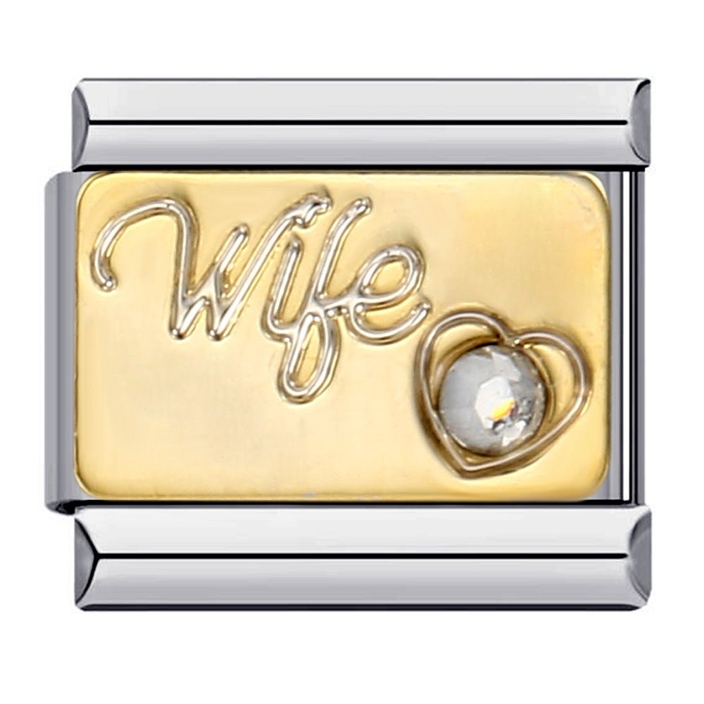 Cross Border Hot Selling Love Series Titanium Steel Welding Drip Oil Wristband Cartoon DIY Italian Module Bracelet Wholesale Cross Border Hot Selling Love Series Titanium Steel Welding Drip Oil Wristband Cartoon DIY Italian Module Bracelet Wholesale