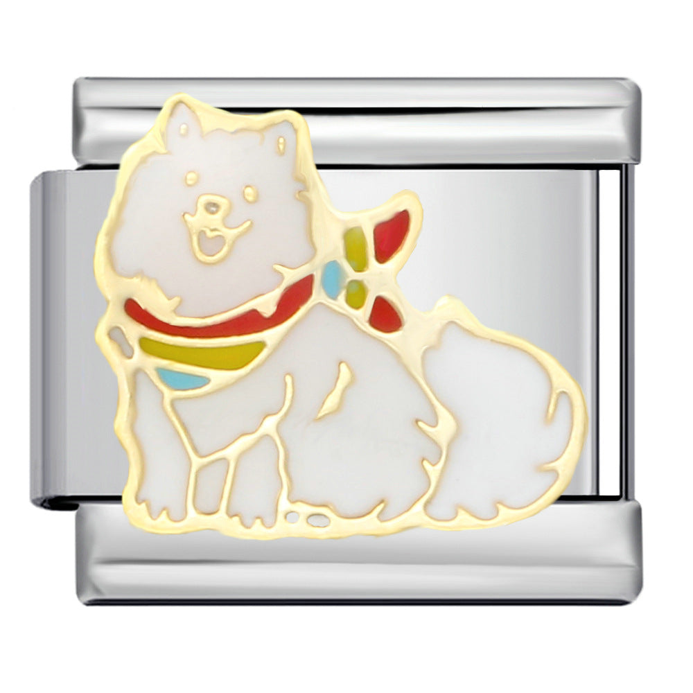 Pet Crowd Elements Italian Module Bracelet Welding Pattern Drip Oil DIY Elastic Splicing Stainless Steel Bracelet Pet Crowd Elements Italian Module Bracelet Welding Pattern Drip Oil DIY Elastic Splicing Stainless Steel Bracelet