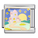 Fairy Tale Castle Italian Module Bracelet Titanium Steel Welding Gold Drip Oil Cartoon DIY Splicing Bracelet Accessories Fairy Tale Castle Italian Module Bracelet Titanium Steel Welding Gold Drip Oil Cartoon DIY Splicing Bracelet Accessories