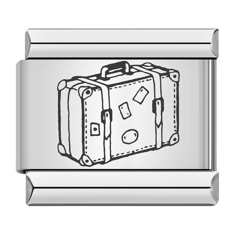 New Hat Backpack Pattern Italian Module Bracelet Titanium Steel Laser Carving DIY Strap Chain Wholesale New Hat Backpack Pattern Italian Module Bracelet Titanium Steel Laser Carving DIY Strap Chain Wholesale