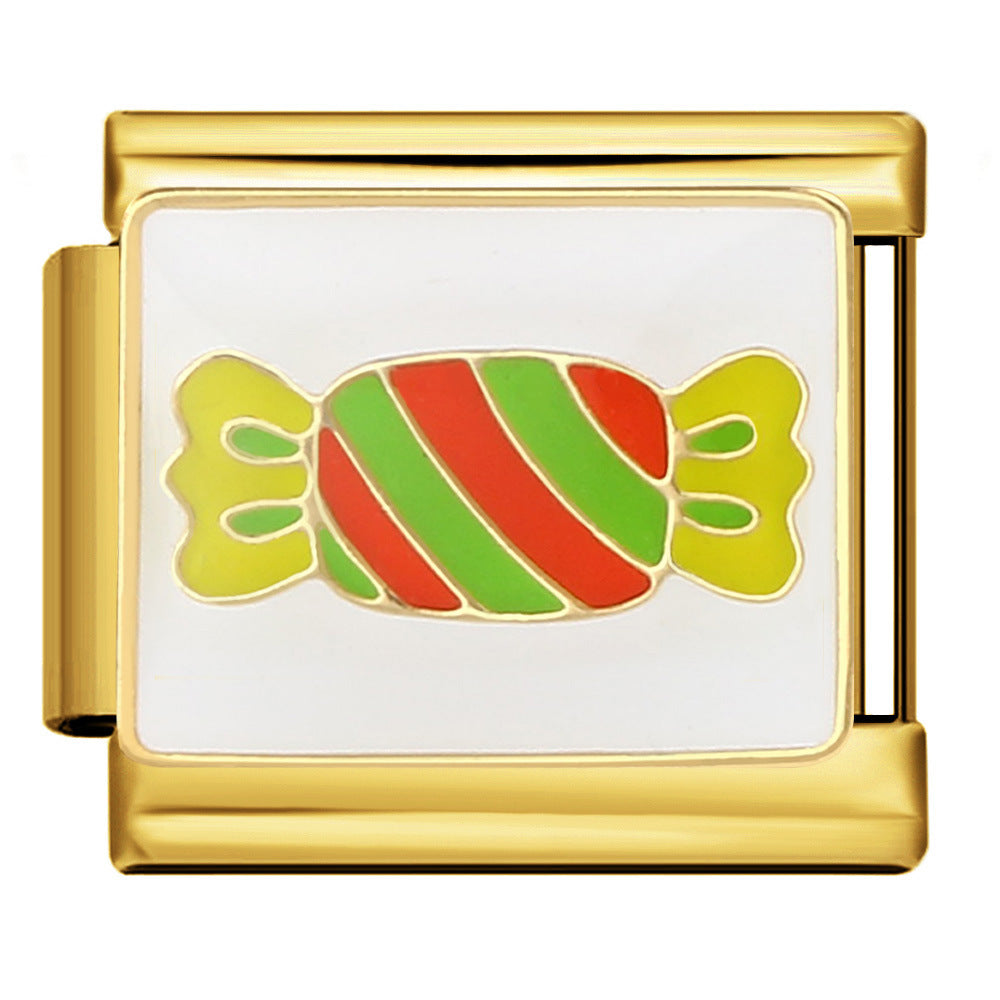 Gold and Silver Bottom Colorful Pattern Italian Module Bracelet Titanium Steel Welding Drip Oil DIY Bracelet Girlfriend Gift for Girls Gold and Silver Bottom Colorful Pattern Italian Module Bracelet Titanium Steel Welding Drip Oil DIY Bracelet Girlfriend Gift for Girls