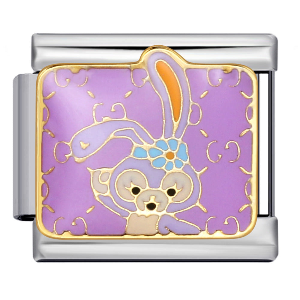 Cross Border Cartoon Animal Series Titanium Steel Welding Drip Oil DIY Bracelet Italian Module Bracelet Accessories Wholesale Cross Border Cartoon Animal Series Titanium Steel Welding Drip Oil DIY Bracelet Italian Module Bracelet Accessories Wholesale