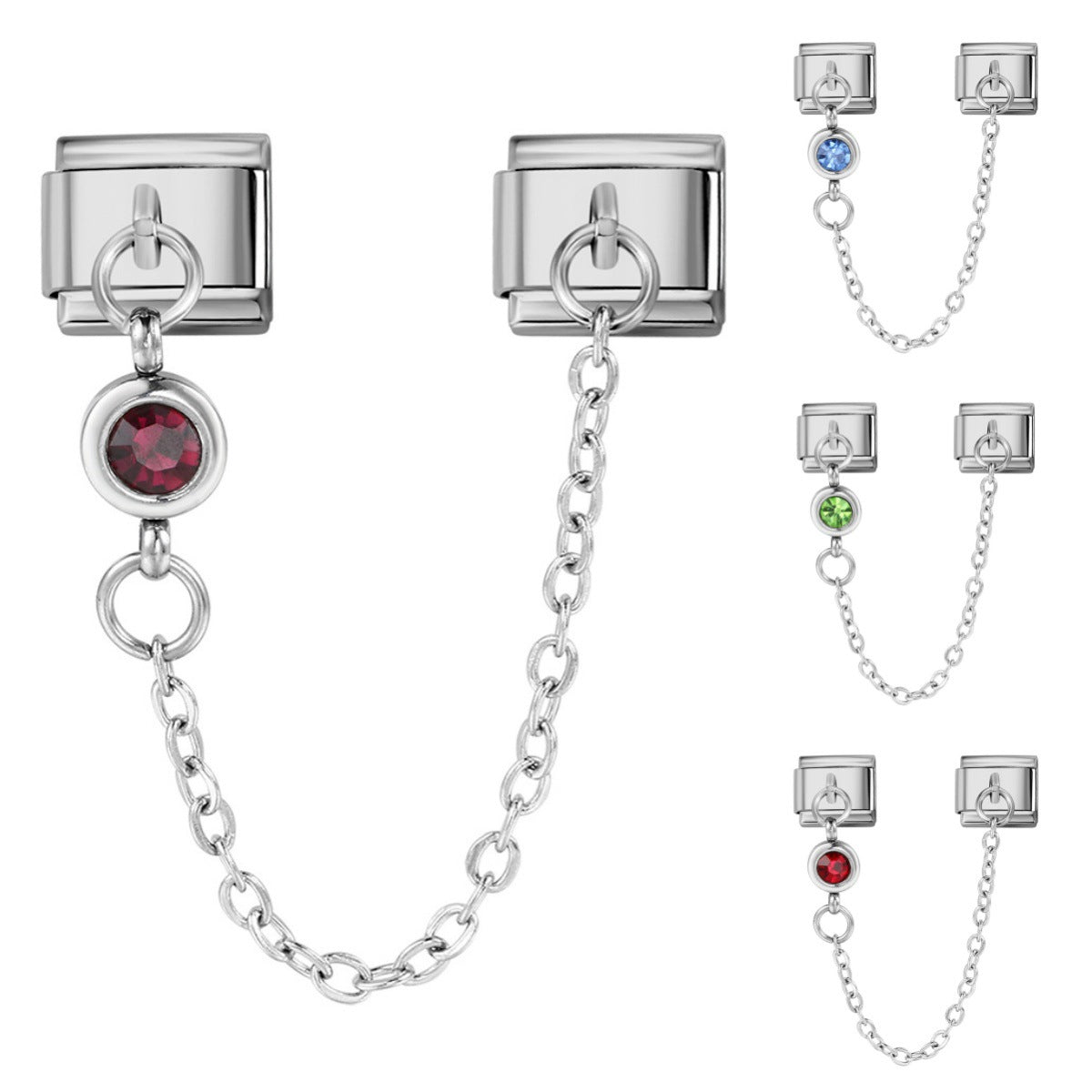 Double Hooked 12 Birthday Stone Italian Module Bracelet Creative DIY Elastic Splicing Titanium Steel Strap Chain Double Hooked 12 Birthday Stone Italian Module Bracelet Creative DIY Elastic Splicing Titanium Steel Strap Chain