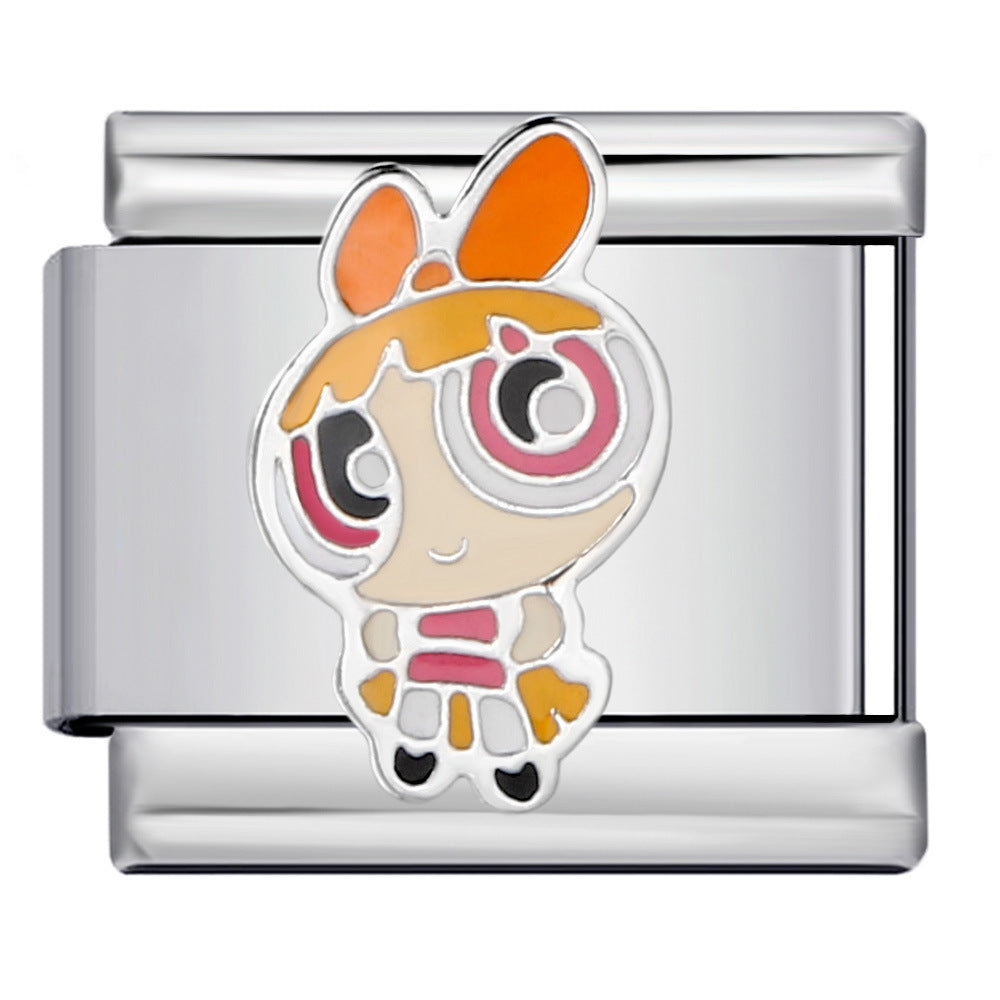 European and American Cross Border Cartoon Character Italian Module Bracelet Titanium Steel Welding Drip Oil Pattern DIY Splicing Bracelet European and American Cross Border Cartoon Character Italian Module Bracelet Titanium Steel Welding Drip Oil Pattern DIY Splicing Bracelet