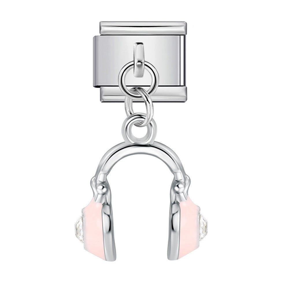 Silver Bottom Cute Pendant Italian Module Bracelet Hook DIY Titanium Steel Micro Inlaid Zircon Elastic Splicing Strap Chain Silver Bottom Cute Pendant Italian Module Bracelet Hook DIY Titanium Steel Micro Inlaid Zircon Elastic Splicing Strap Chain