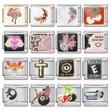 European and American Cross-border Italian Module Bracelet DIY Titanium Steel Welding Pattern Gold-plated Drip Oil Bracelet Accessories Wholesale European and American Cross-border Italian Module Bracelet DIY Titanium Steel Welding Pattern Gold-plated Drip Oil Bracelet Accessories Wholesale