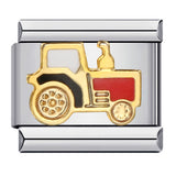 Hot Selling Fire Truck Train Italian Modular Bracelet DIY Titanium Steel Welding Gold Plated Drip Oil Bangle Hot Selling Fire Truck Train Italian Modular Bracelet DIY Titanium Steel Welding Gold Plated Drip Oil Bangle