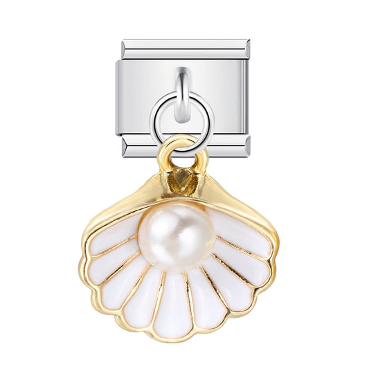 Charm Pendant Italian Module Bracelet Single Shell Pearl Titanium Steel Strap Chain Italian Charms