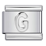 Italian Stainless Steel Silver Raised 26 Letter DIY Module Bracelet with Free Splicing Elastic Watch Strap Italian Stainless Steel Silver Raised 26 Letter DIY Module Bracelet with Free Splicing Elastic Watch Strap