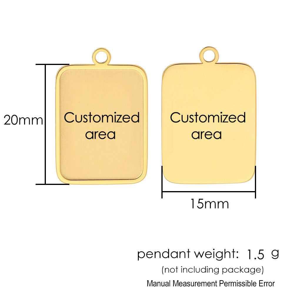 Cross Border Hot Selling Square Pendant Double-sided Laser Engraving Picture Making Engraving DIY Italian Module Bracelet Cross Border Hot Selling Square Pendant Double-sided Laser Engraving Picture Making Engraving DIY Italian Module Bracelet