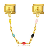 Double Hanging Pendant, Colorful Small Beads, Italian Module Bracelet, Stainless Steel Hook, DIY Elastic Bracelet Accessory Double Hanging Pendant, Colorful Small Beads, Italian Module Bracelet, Stainless Steel Hook, DIY Elastic Bracelet Accessory