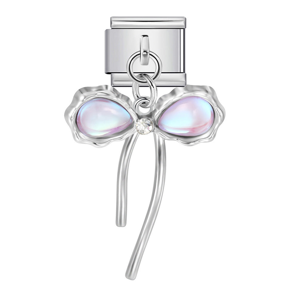 Silver Bottom Cute Pendant Italian Module Bracelet Hook DIY Titanium Steel Micro Inlaid Zircon Elastic Splicing Strap Chain Silver Bottom Cute Pendant Italian Module Bracelet Hook DIY Titanium Steel Micro Inlaid Zircon Elastic Splicing Strap Chain