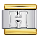 Fashion Gold Cover Silver Concave English Letter Bracelet Titanium Steel Non Dripping Oil DIY Italian Module Bracelet Wholesale Fashion Gold Cover Silver Concave English Letter Bracelet Titanium Steel Non Dripping Oil DIY Italian Module Bracelet Wholesale