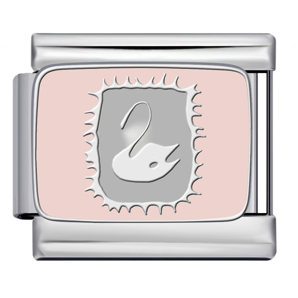 Pink Pattern Italian Module Bracelet Titanium Steel Welding Drip Oil Pattern DIY Bracelet Gift for Girls Pink Pattern Italian Module Bracelet Titanium Steel Welding Drip Oil Pattern DIY Bracelet Gift for Girls