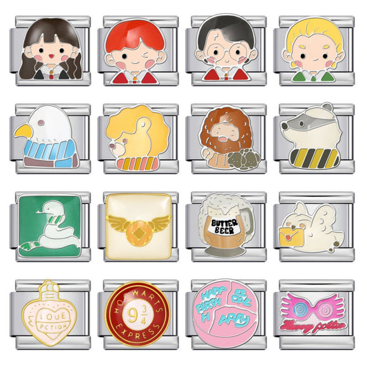 New Anime Cartoon Series Italian Module Bracelet Titanium Steel Welding Oil Dripping DIY Elastic Splicing Bracelet