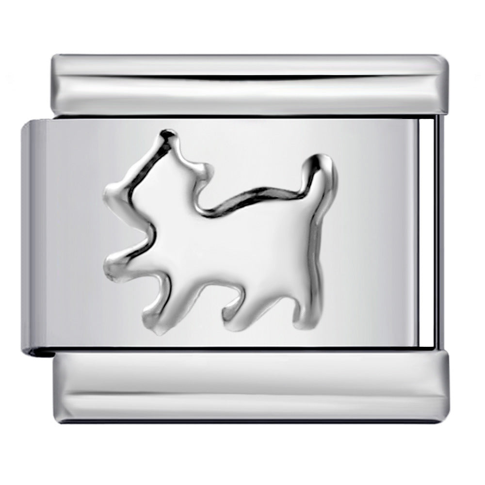 Titanium Steel Convex Silver Stamped DIY Italian Charm Bracelet with Unique Patterns Titanium Steel Convex Silver Stamped DIY Italian Charm Bracelet with Unique Patterns