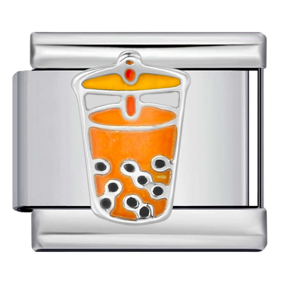 Gourmet Series Italian Module Bracelet Titanium Steel Welding Drip Oil Cartoon Pattern DIY Elastic Splicing Bracelet Gourmet Series Italian Module Bracelet Titanium Steel Welding Drip Oil Cartoon Pattern DIY Elastic Splicing Bracelet