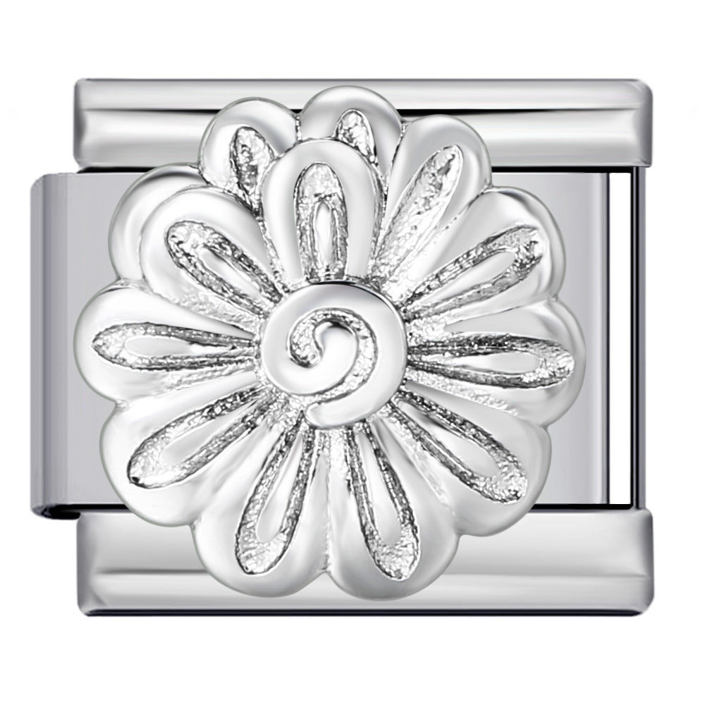 New Flower Series Titanium Steel Bracelet Welding Pattern Drip Oil DIY Italian Module Bracelet Strap Chain Wholesale New Flower Series Titanium Steel Bracelet Welding Pattern Drip Oil DIY Italian Module Bracelet Strap Chain Wholesale