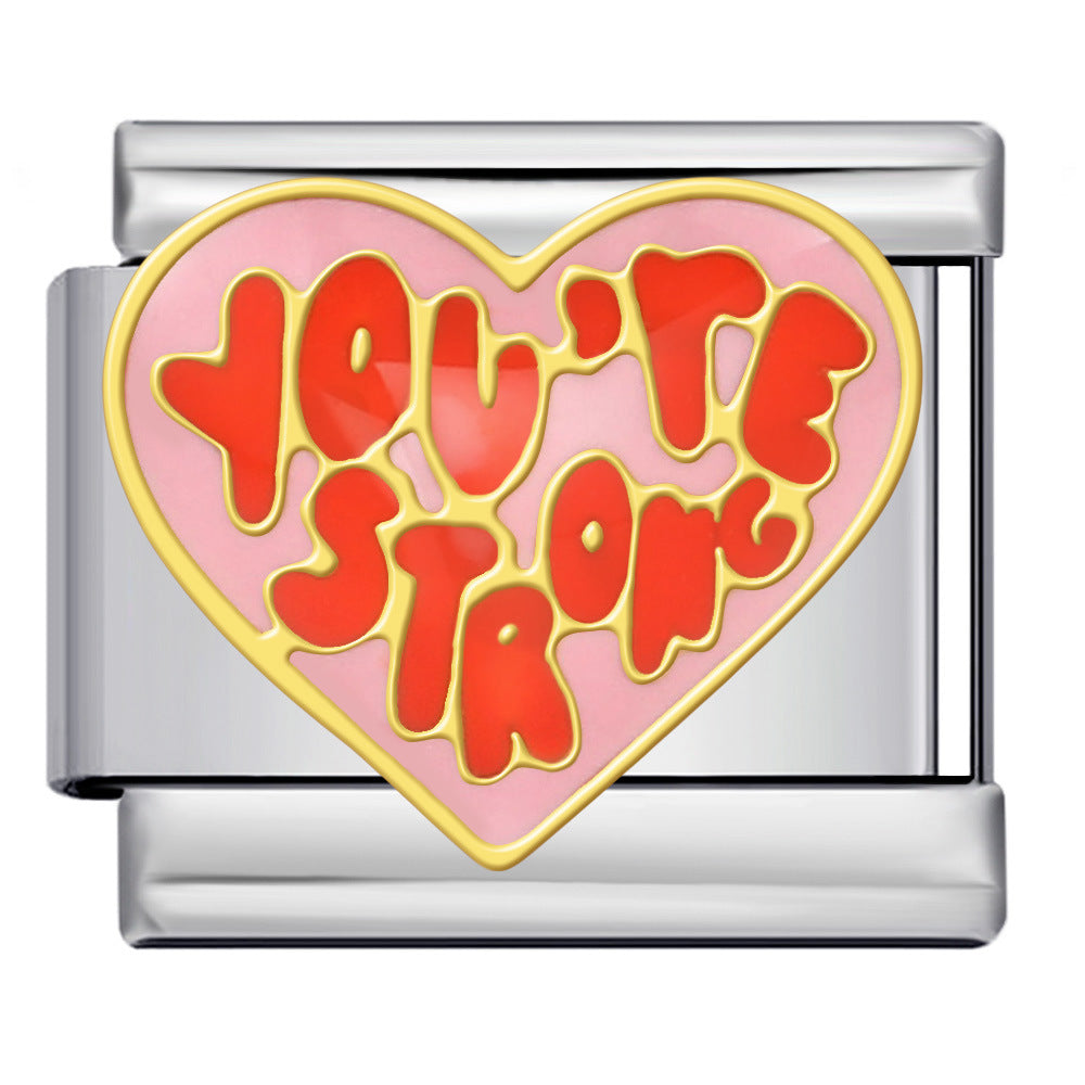 Italian Charm Fashion Stainless Steel Bracelet Gold Silver Welded Drip Oil DIY Modular Jewelry Wholesale Italian Charm Fashion Stainless Steel Bracelet Gold Silver Welded Drip Oil DIY Modular Jewelry Wholesale