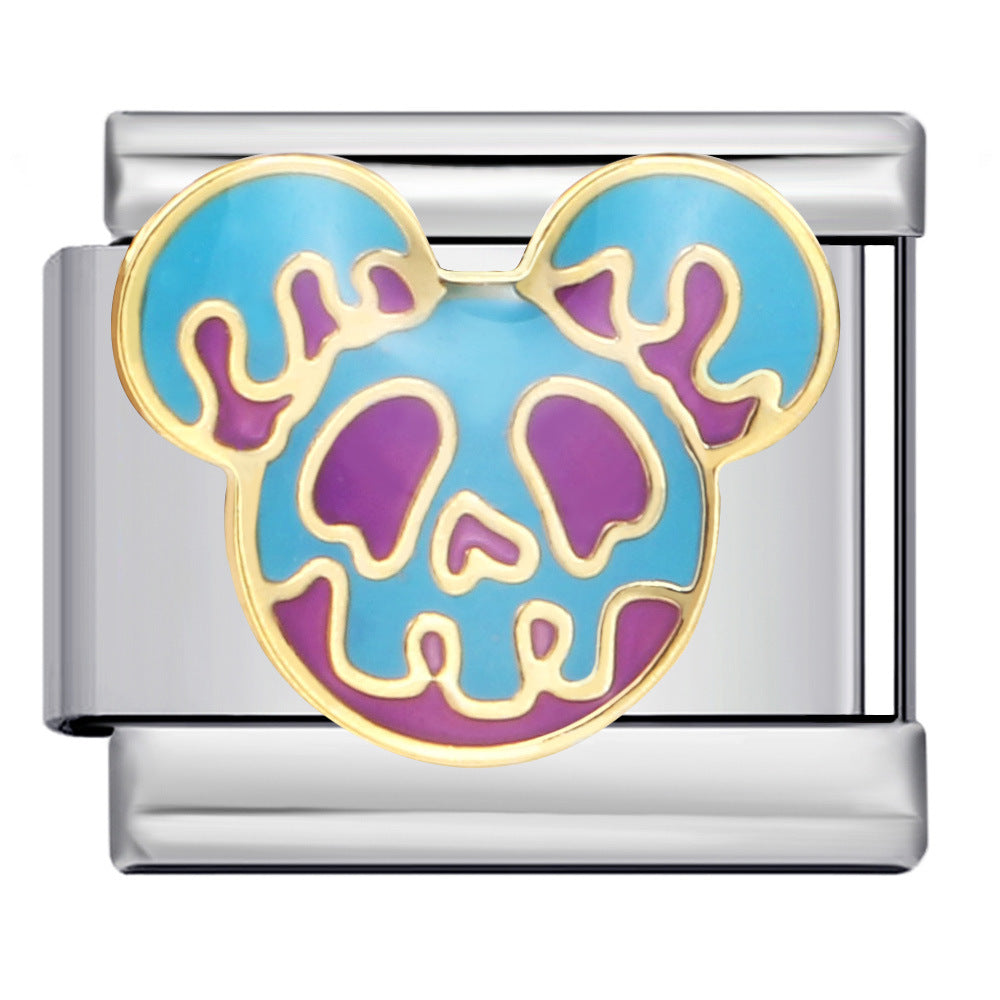 Pet Crowd Elements Italian Module Bracelet Welding Pattern Drip Oil DIY Elastic Splicing Stainless Steel Bracelet Pet Crowd Elements Italian Module Bracelet Welding Pattern Drip Oil DIY Elastic Splicing Stainless Steel Bracelet