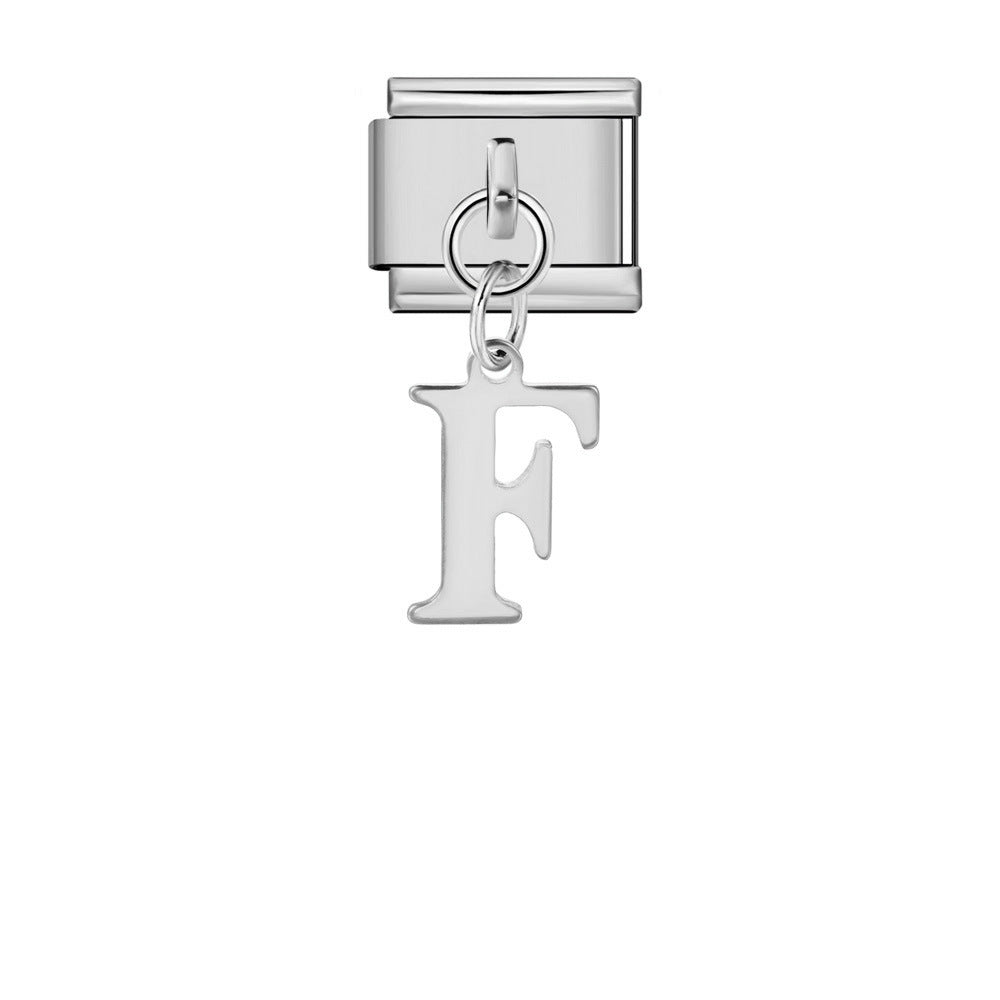 Silver Simplified Letter Italian Module Bracelet Titanium Steel Handmade DIY Hook Elastic Splicing Bracelet Accessories Silver Simplified Letter Italian Module Bracelet Titanium Steel Handmade DIY Hook Elastic Splicing Bracelet Accessories